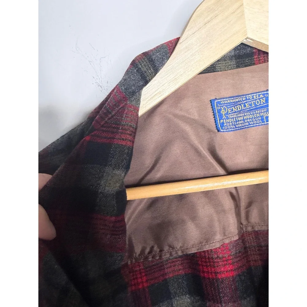 Vintage 60s 70s Pendleton Wool Blazer Mens Small Red Plaid 3 Button Patch Pocket